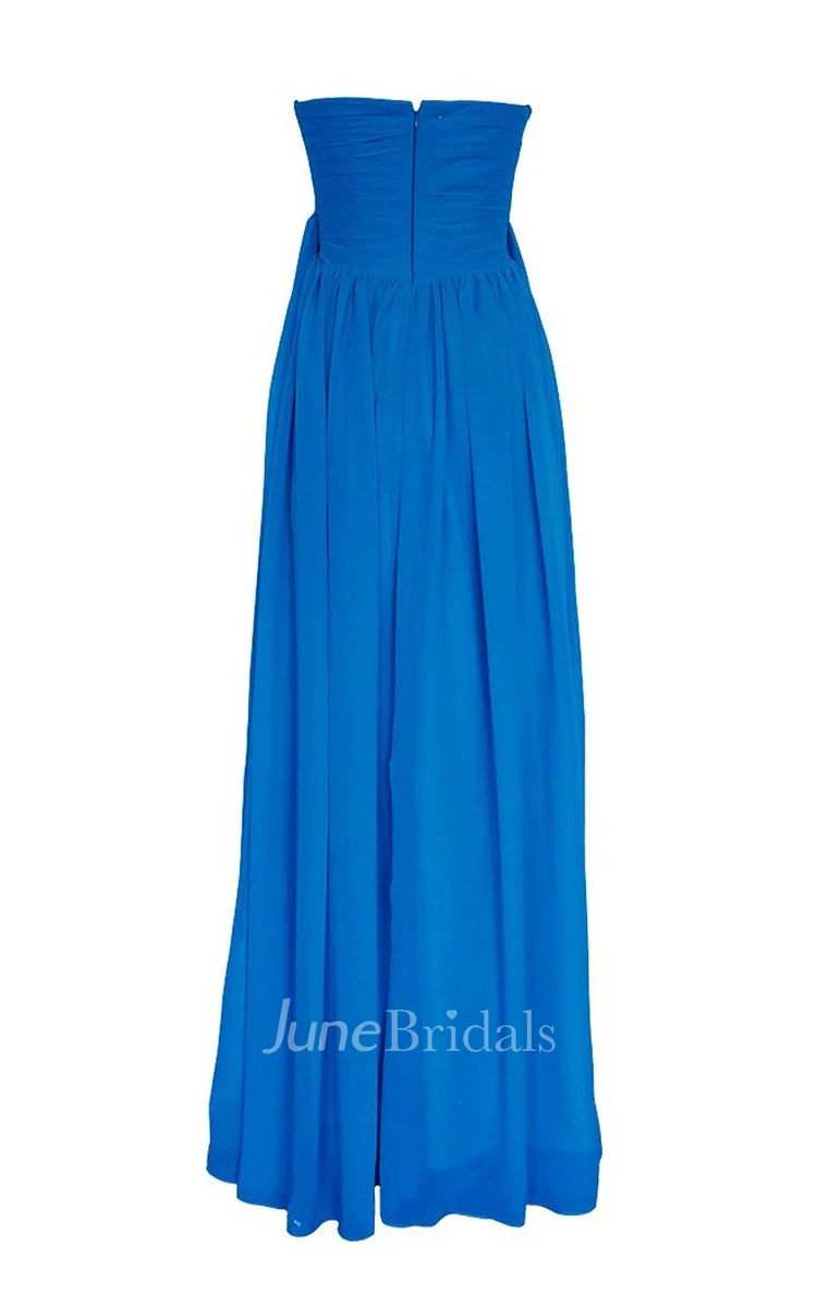 Criss-cross Drapped Chiffon A-line Gown With Zipper Back