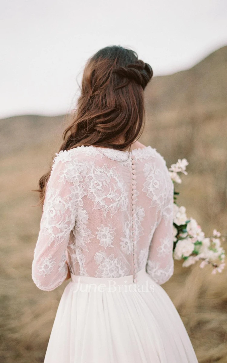 Non Corset A Silhouette Wedding With Nude Lace Bodice Dress
