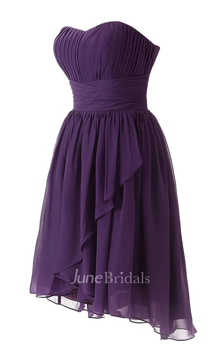 Delicate Sweetheart Drapped Short Dress With Ruched Band