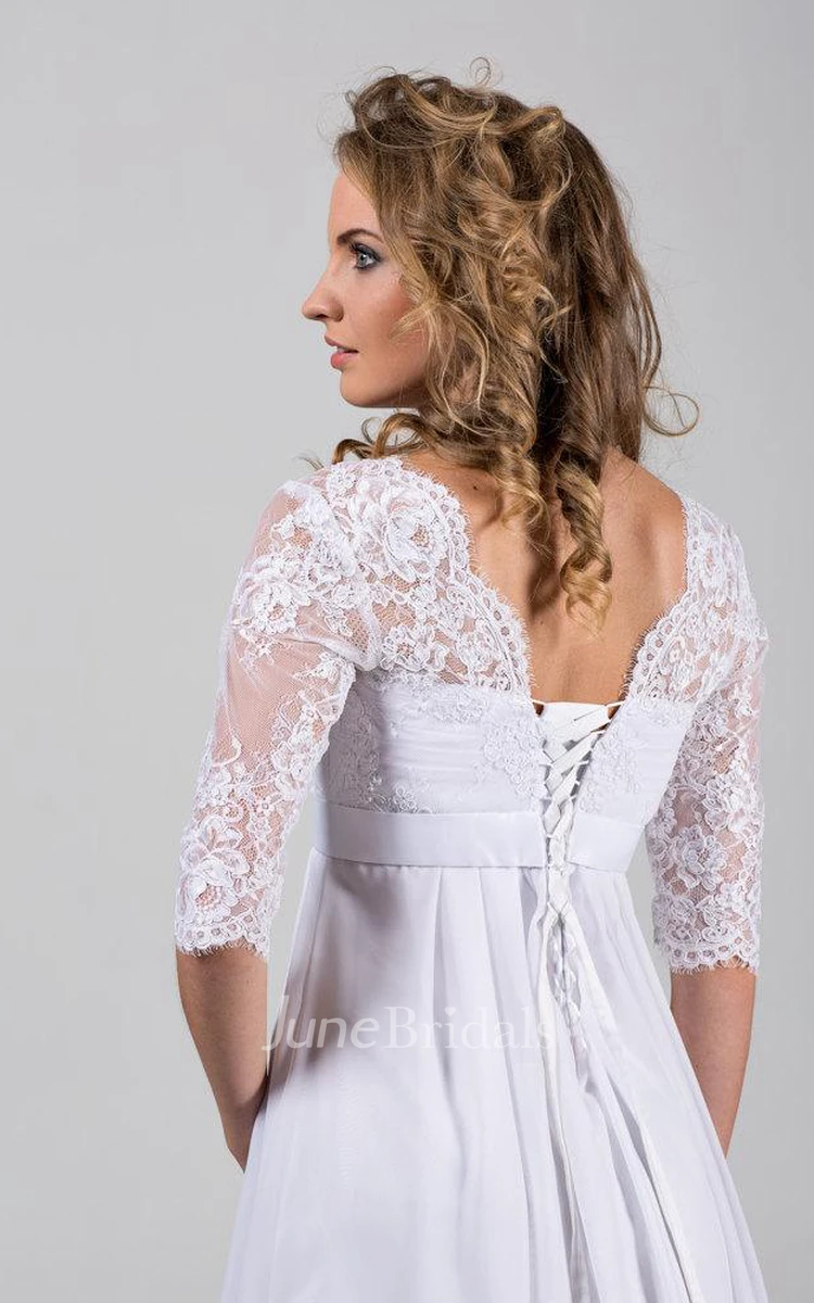 Long Square Neck A-Line Wedding Dress With Chantelle Lace Corset