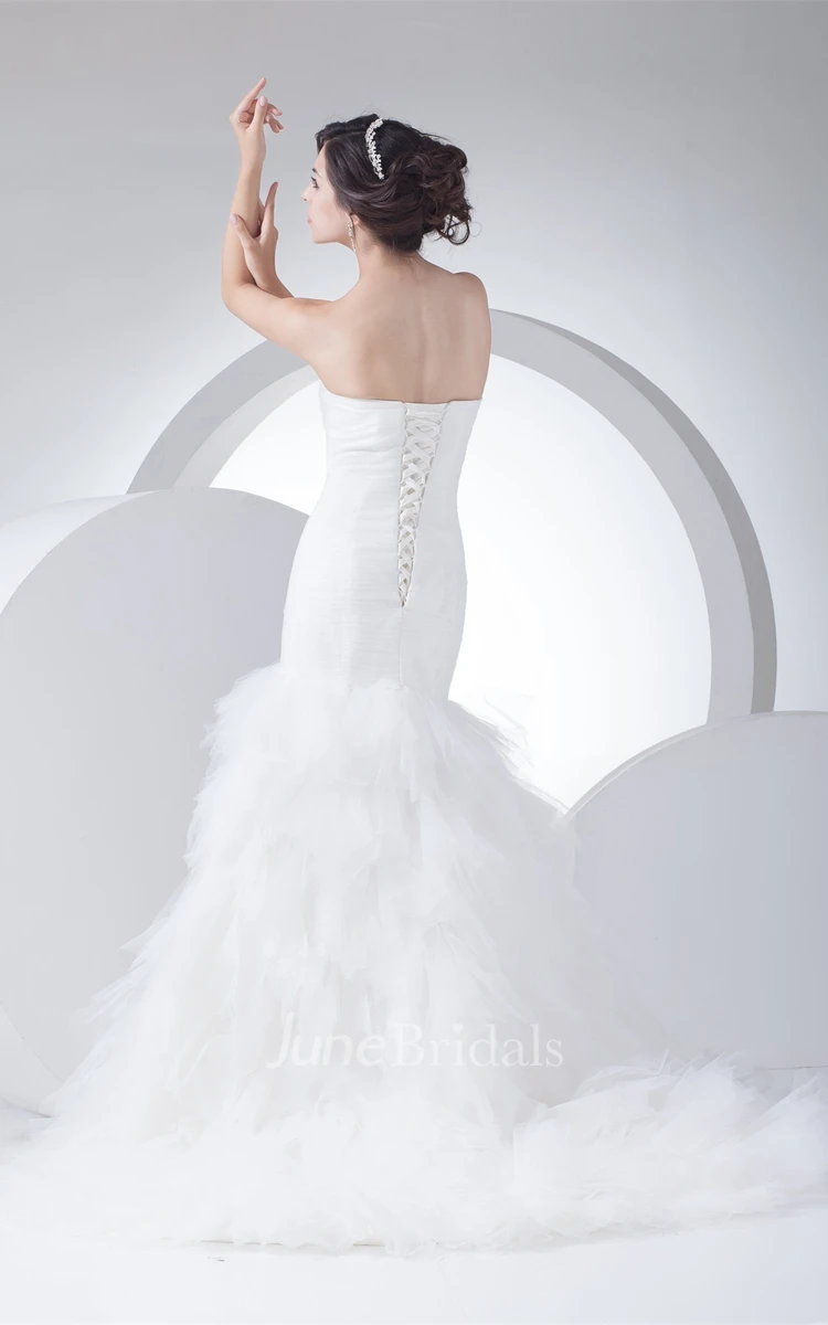 Sweetheart Tulle A-Line Gown with Beading and Ruffled Skirt
