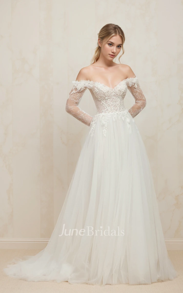 Sweep Train Zipper Back Long Sleeve Sheer Neck Wedding Dress Sweep Train Zipper Back Long Sleeve Sheer Neck Wedding Dress