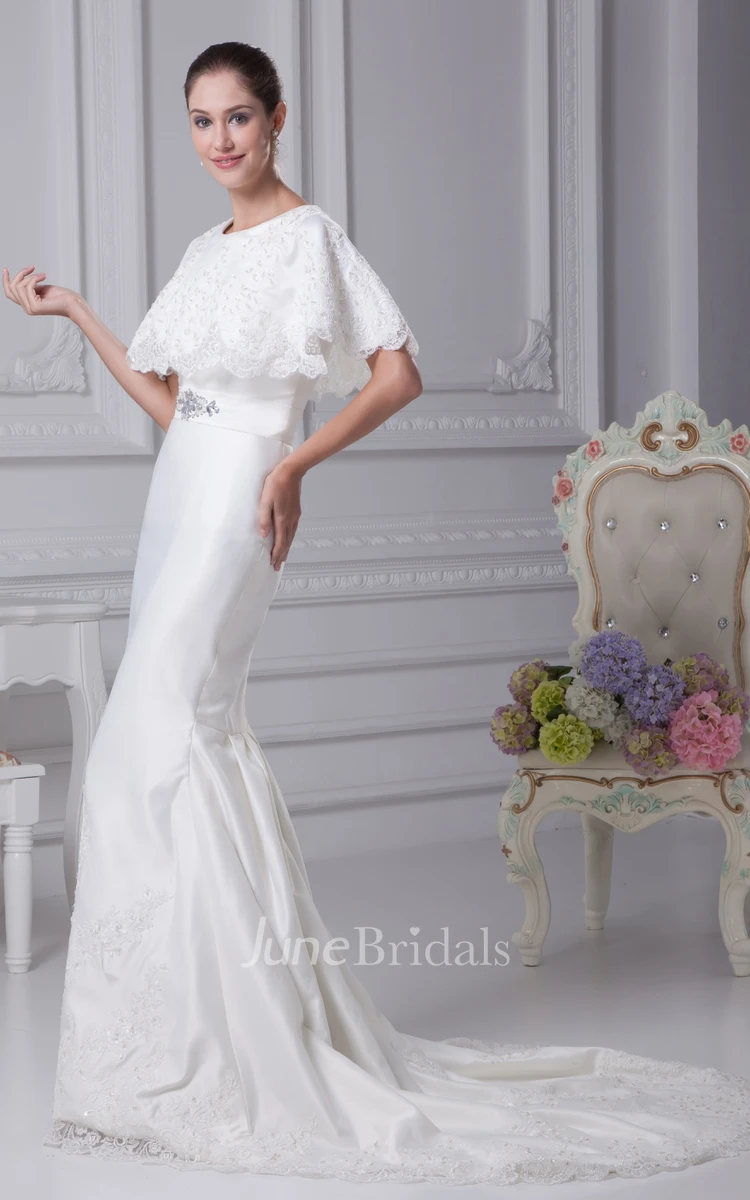 Wedding dress on sale with waist cape