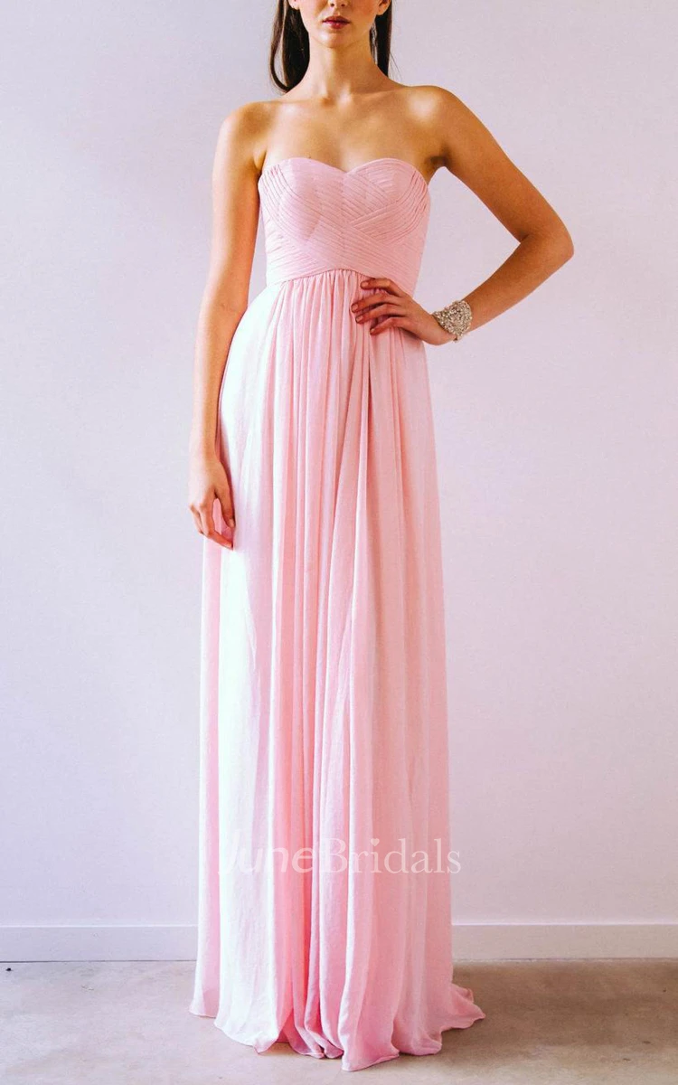 Pink Strapless Sweetheart Zipper Dress