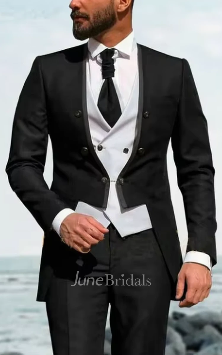 Unique Chic 3 Piece Tuxedo Groom Suits Modern Fashionable Blazer Jacket Vest Pants Party Suits