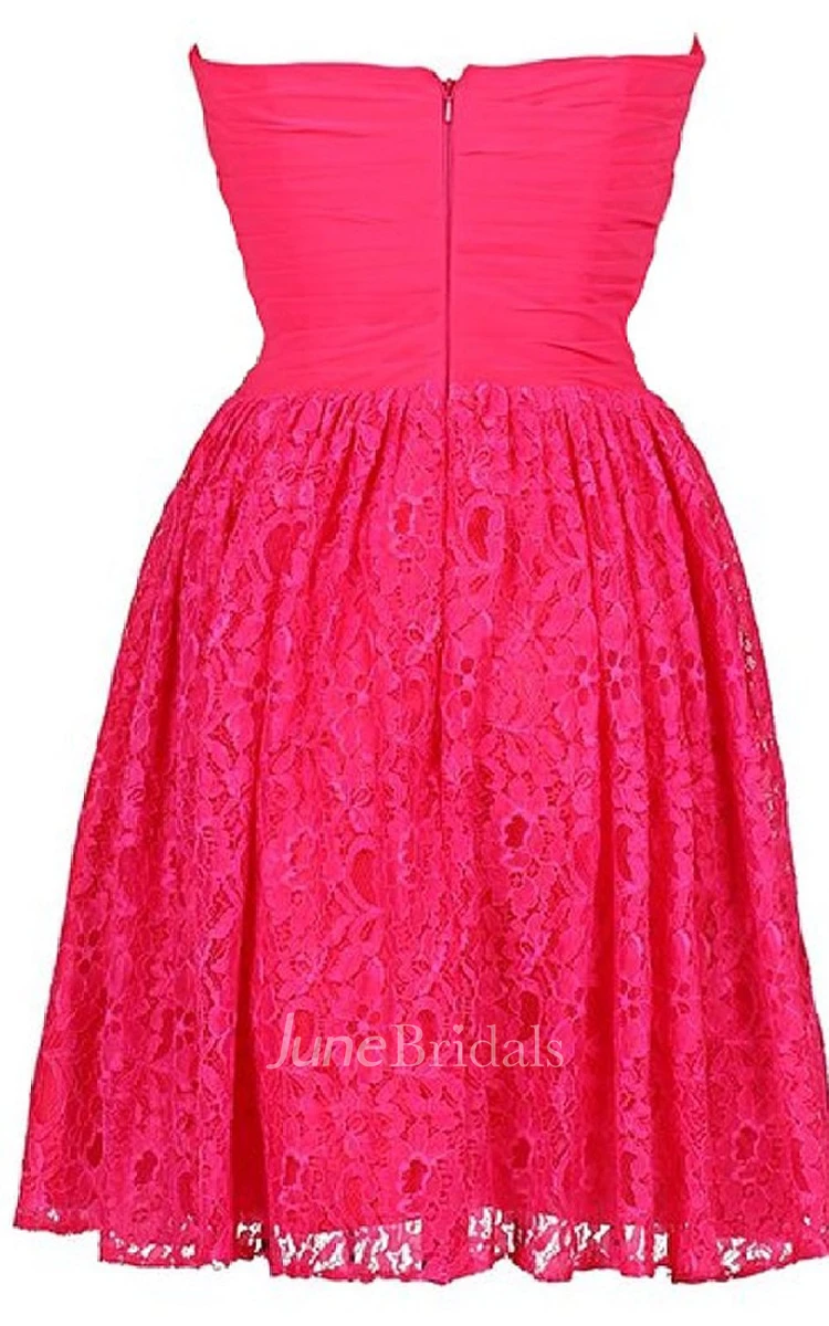Basque Waist Lace Dress With Beading and Zipper Back