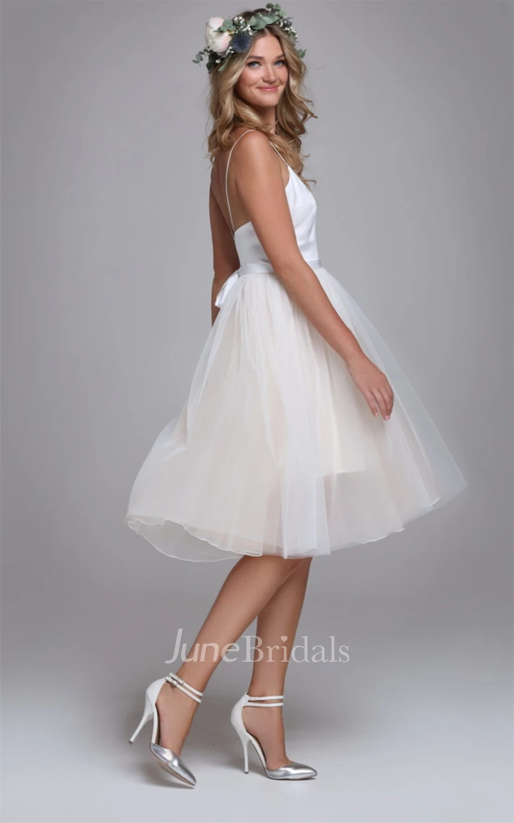 Cute 2-in-1 A Line Lace and Tulle Knee-length Wedding Dress with Removable Bodice