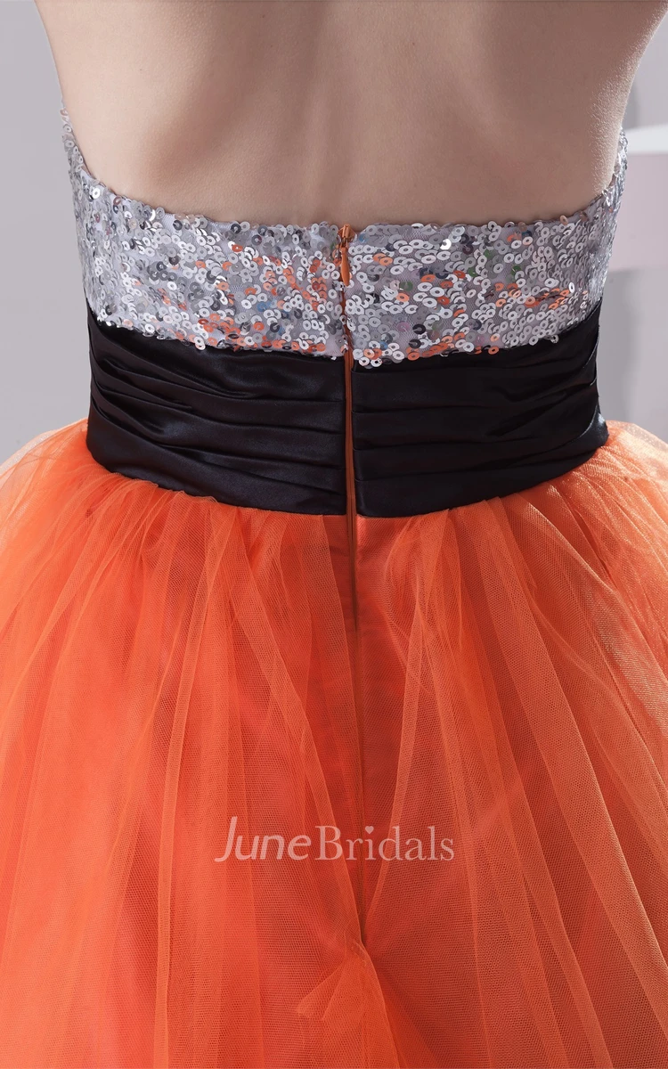 Chic Sleeveless A-Line Ball Gown with Sequined Top