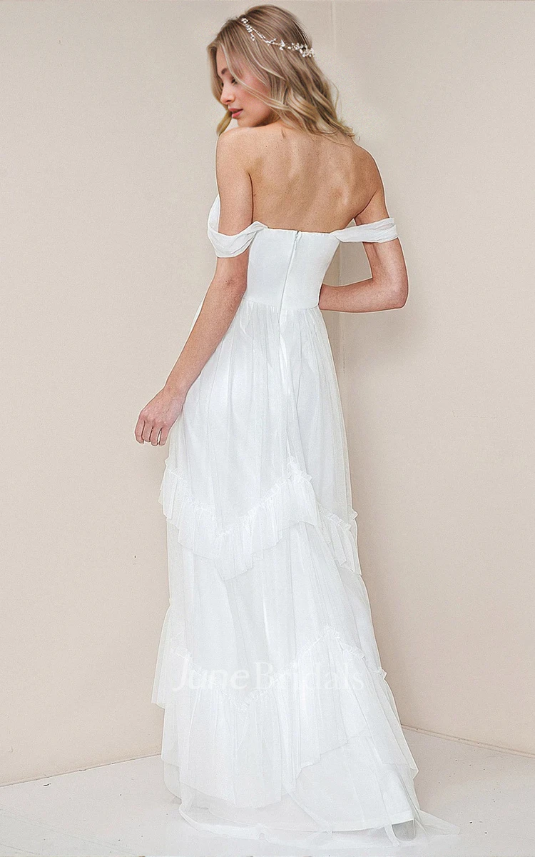 Modest Modern A-Line Ruffles Maxi Wedding Dress Elagant Ethereal Fairy Corset Bridal Gown