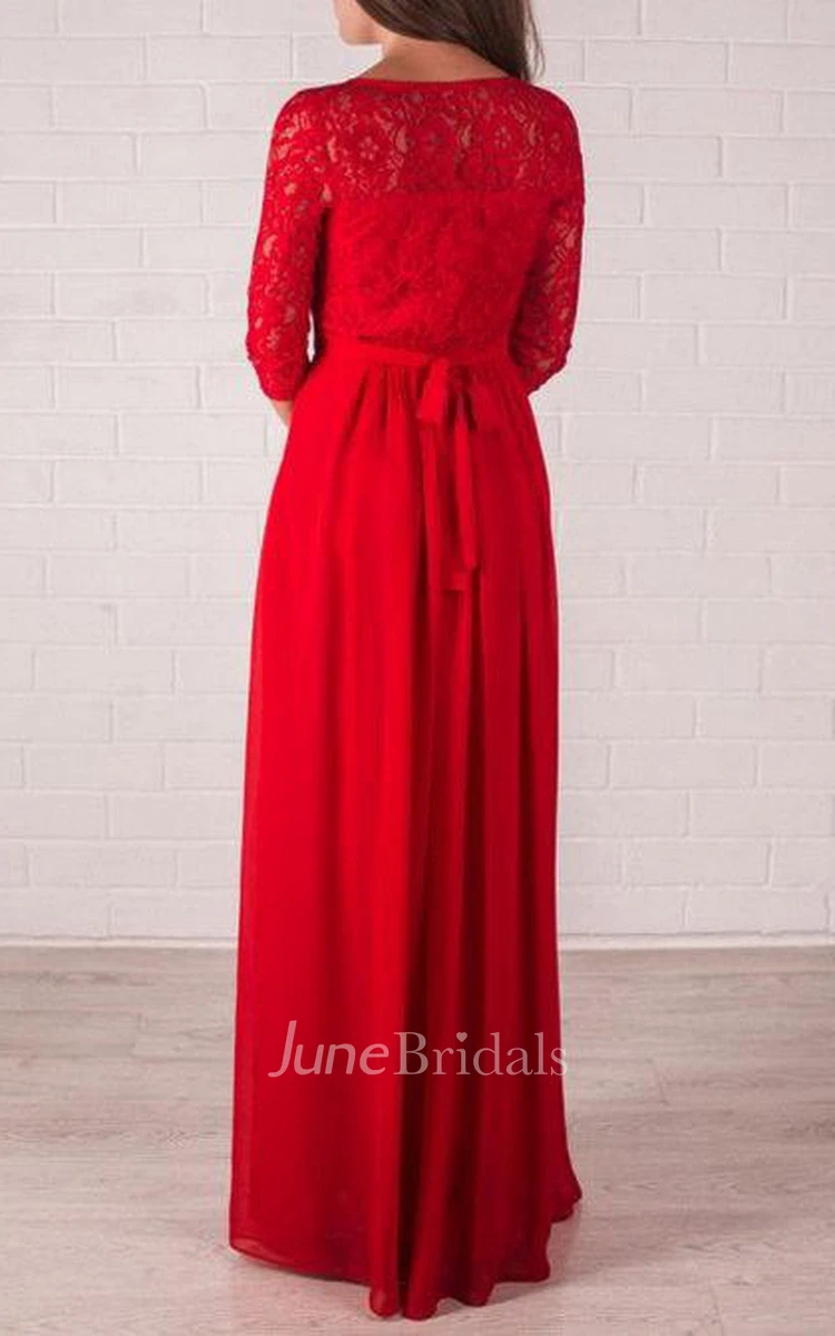 Bridesmaid Red Long Formal Lace Prom Gown Wedding Dress