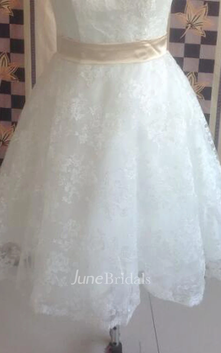 High Quality Jewel Neck Short Sleeve Vintage Lace Wedding Dresses