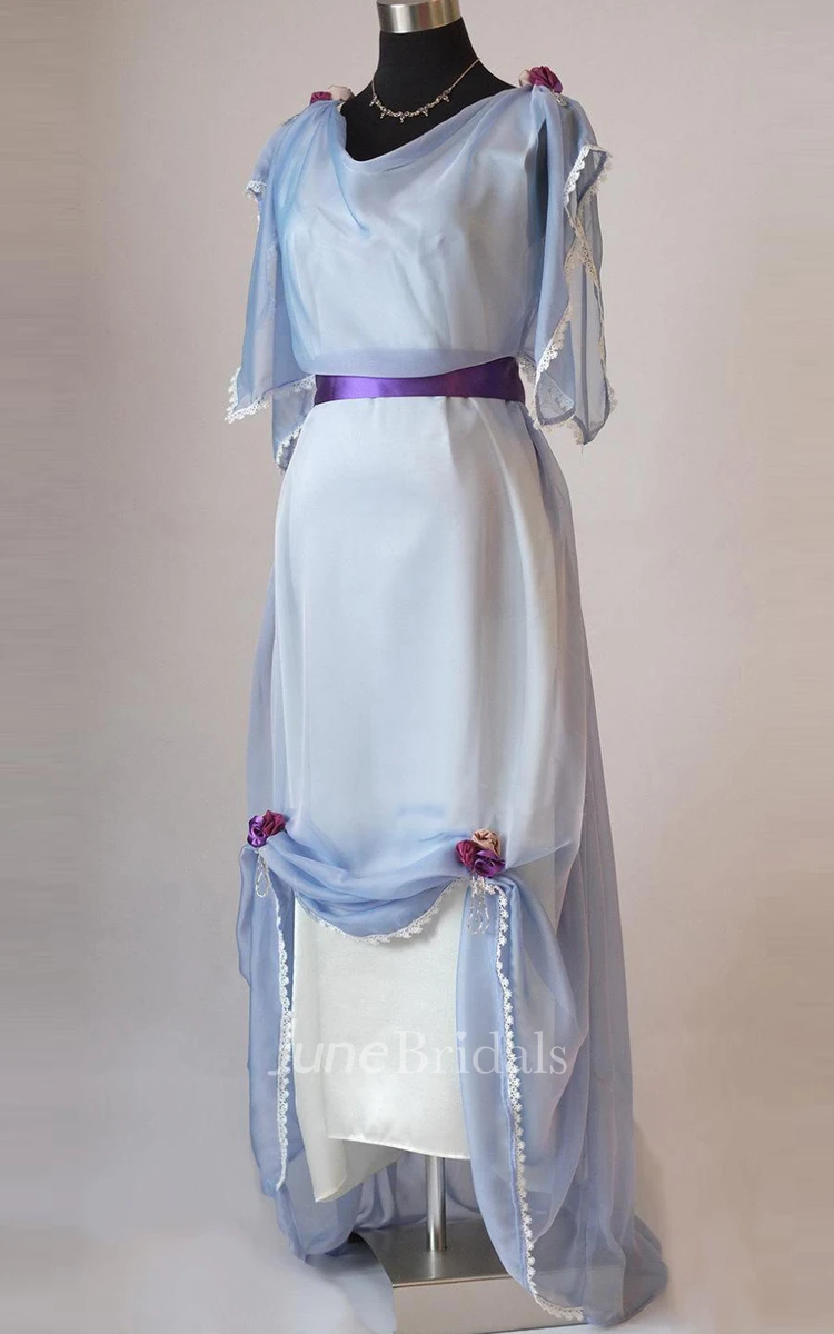 Edwardian Light Blue Evening Plus Size Made In England Downton Abbey Inspired Titanic Styled Dress