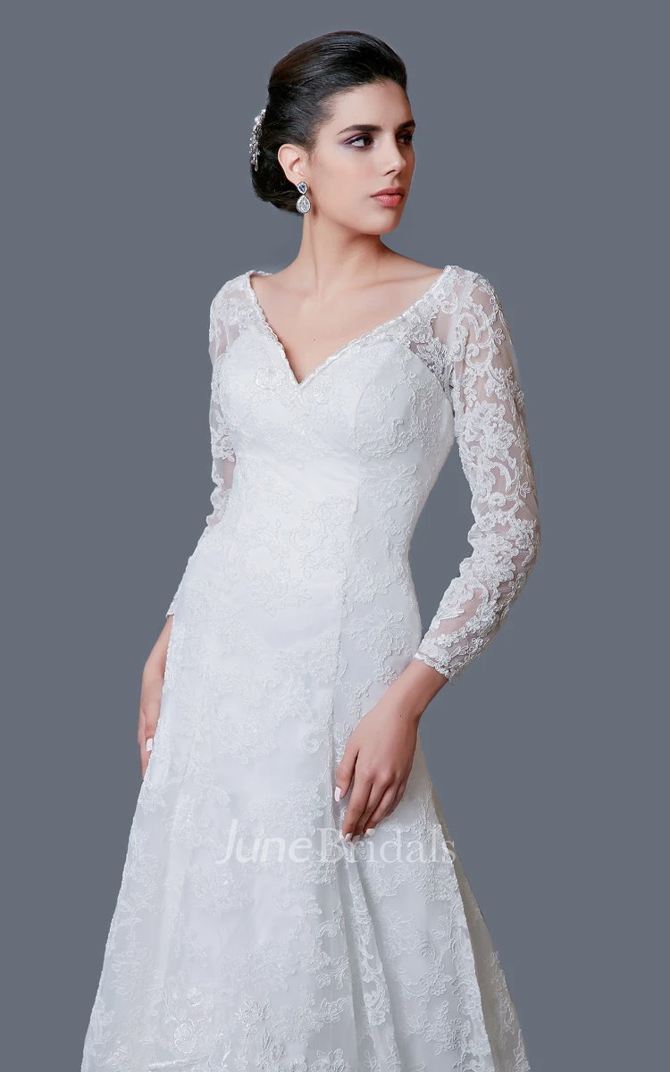 Amazing Lace Mermaid Dress With Long Sleeves