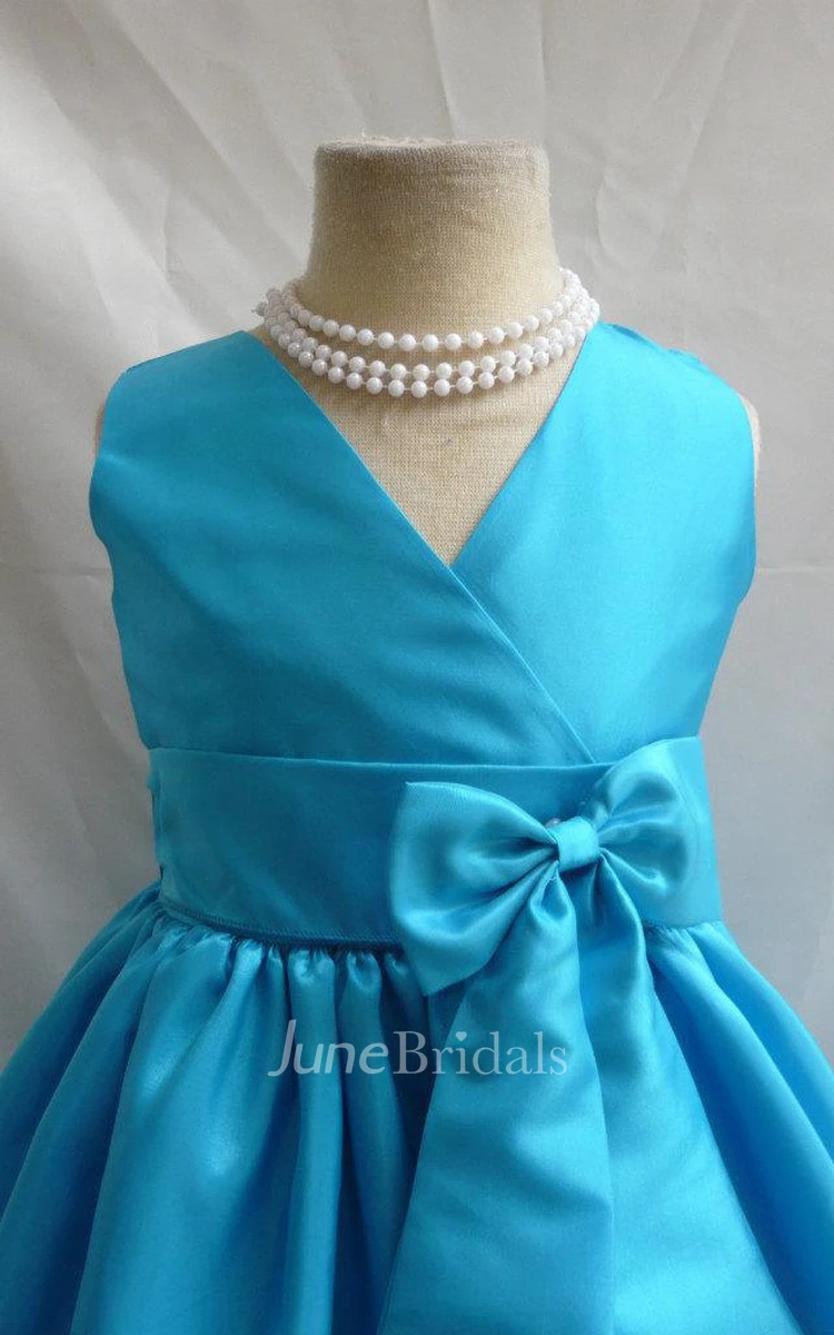 Sleeveless Flower Girl Turquoise Junior Bridesmaid Dress