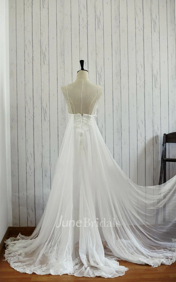 Backless Chiffon Lace Satin Wedding Dress