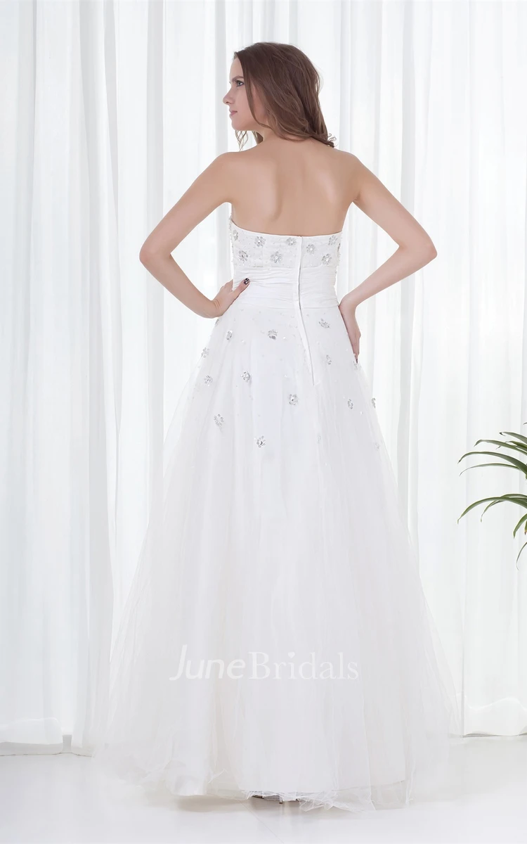 Strapless Tulle A-Line Gown with Crystal Detailing