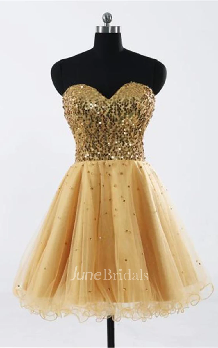 Glamorous Sweetheart Sleeveless Short Homecoming Dress With Sequins