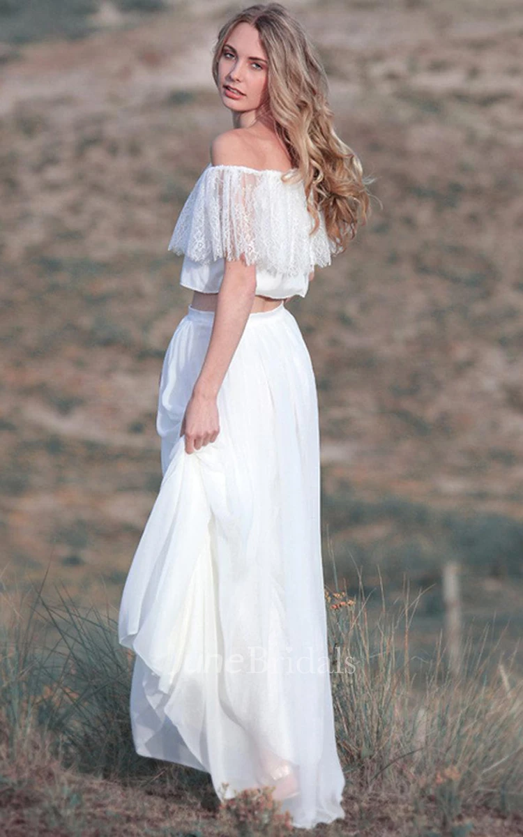 Off-The-Shoulder Chiffon Lace Wedding Dress