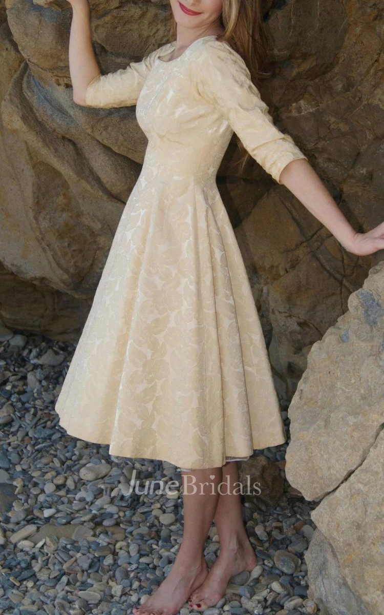 Vintage 1950'S Gold Buttercream Rose Brocade Size Xs W 24 Dress