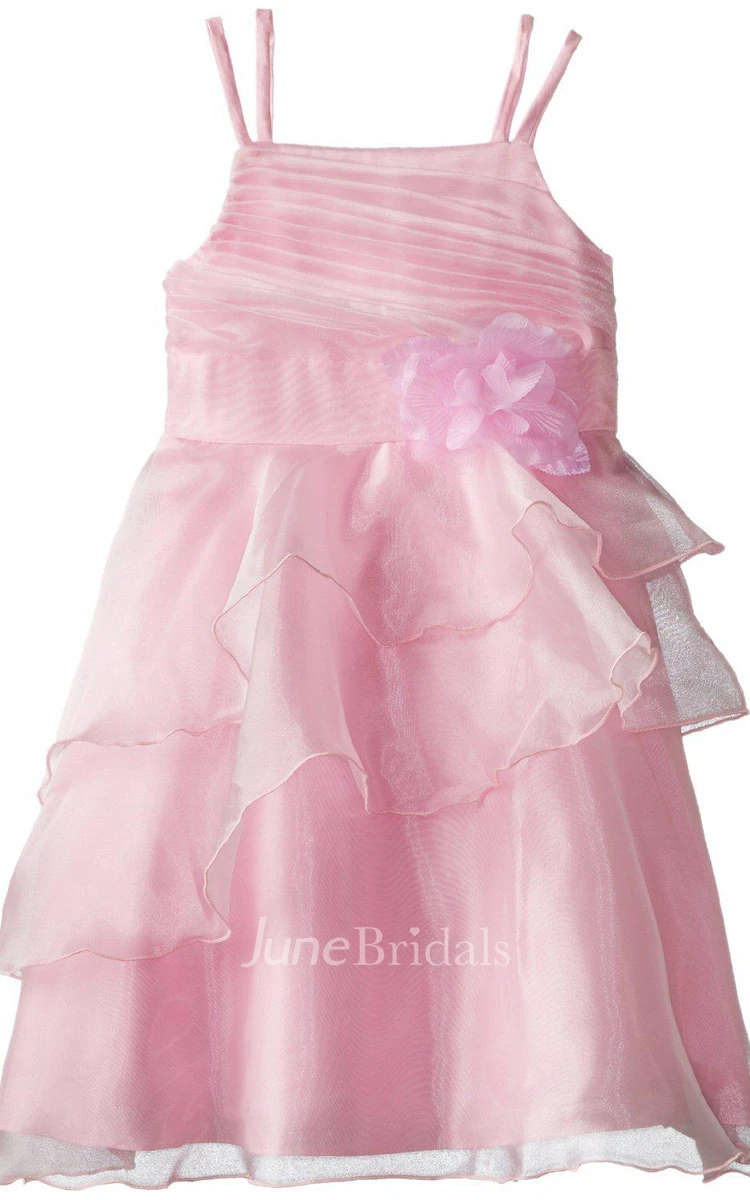 Sleeveless Tiered Dress With Ruched Bodice
