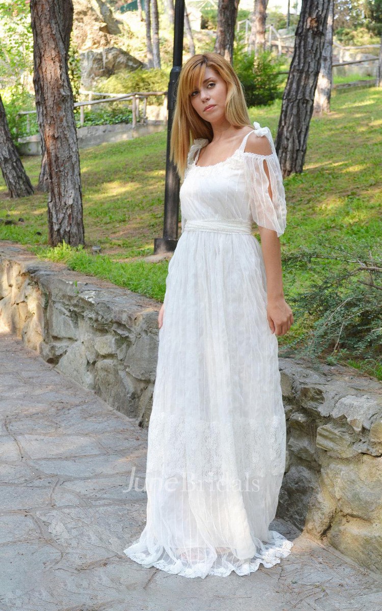 Crinkle Chiffon Empire Wedding Dress