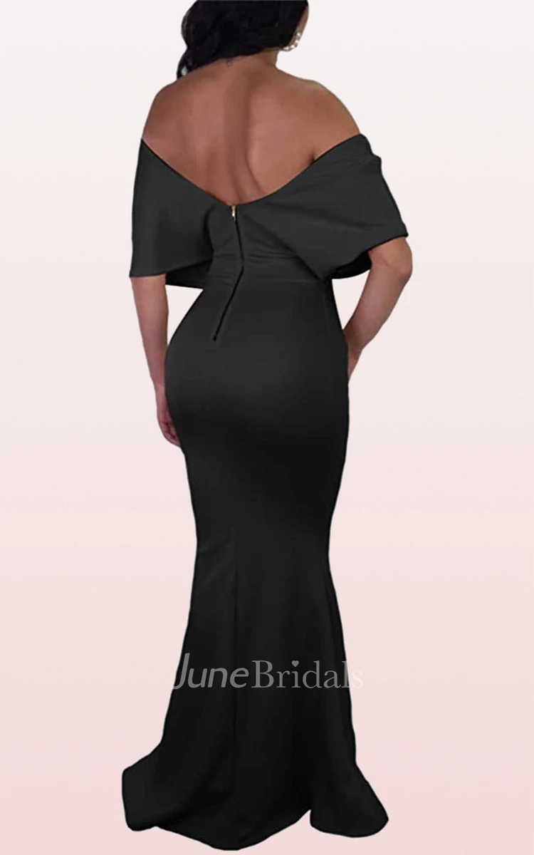 Mermaid Off-the-shoulder V-neck Satin Evening Dress With Criss Cross