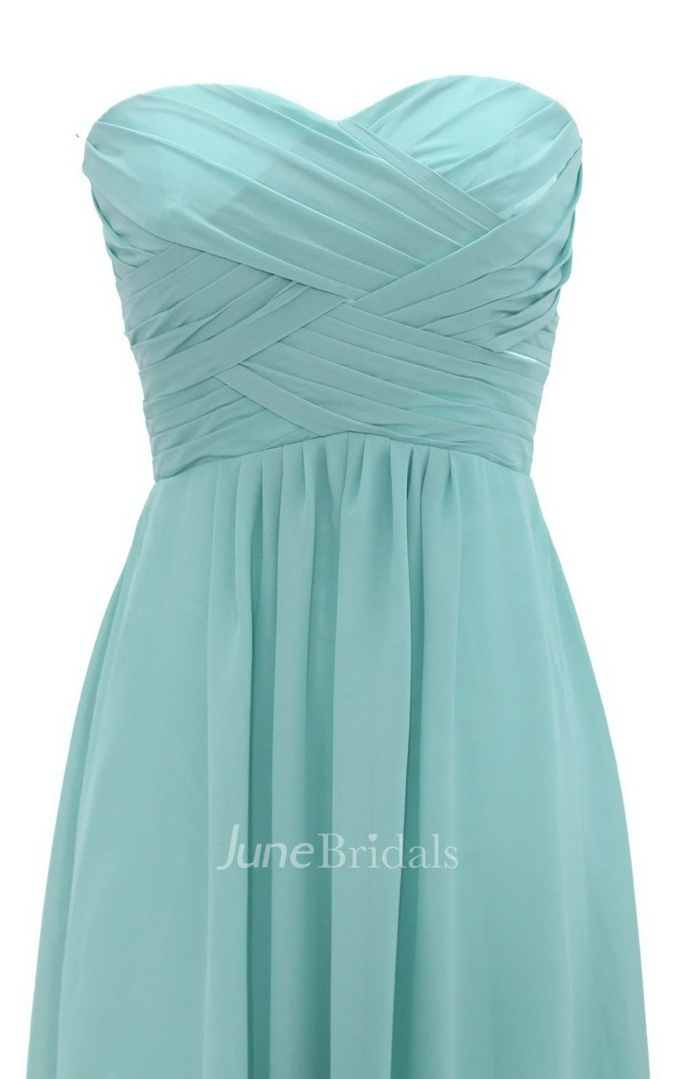 Graceful Sweetheart Ruched A-line Dress With Zipper Back