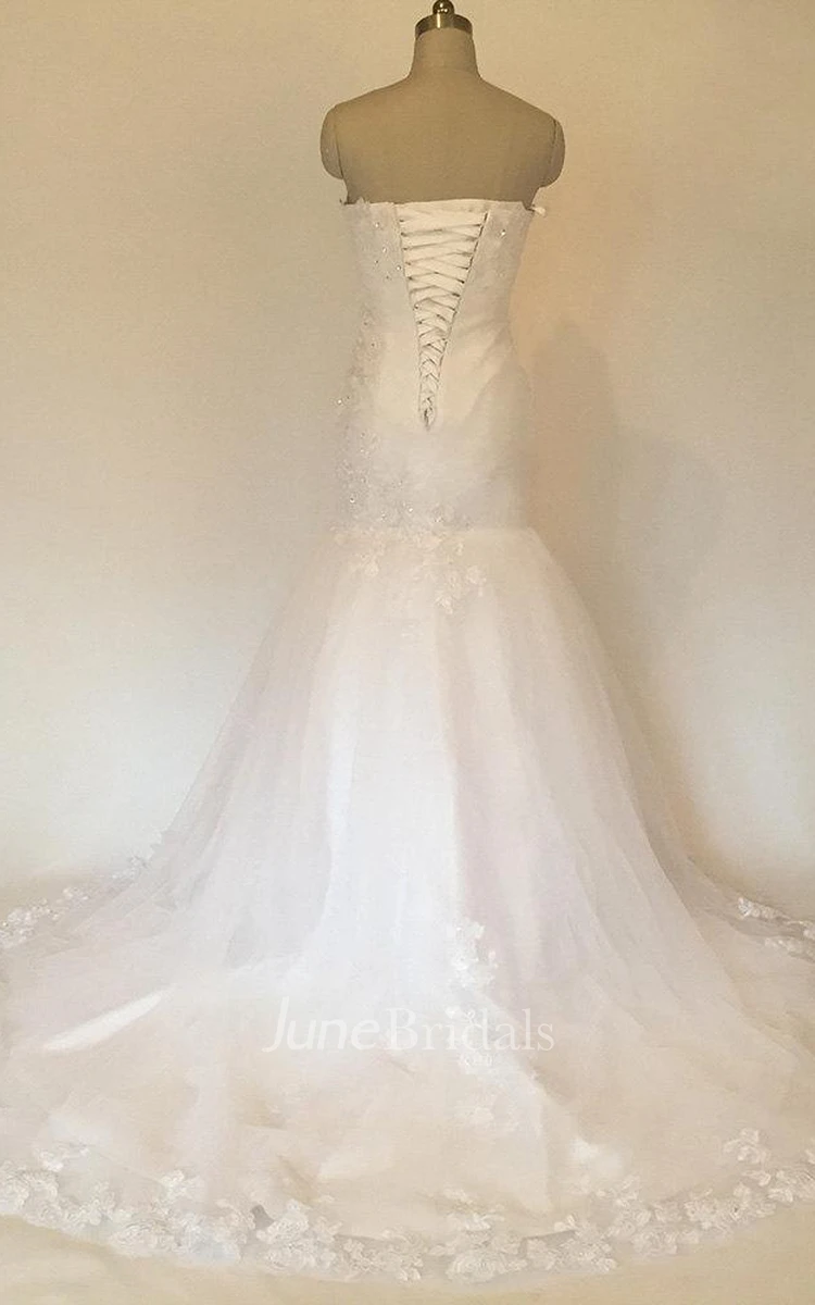 Sweetheart Tulle Mermaid Wedding Dress With Appliques