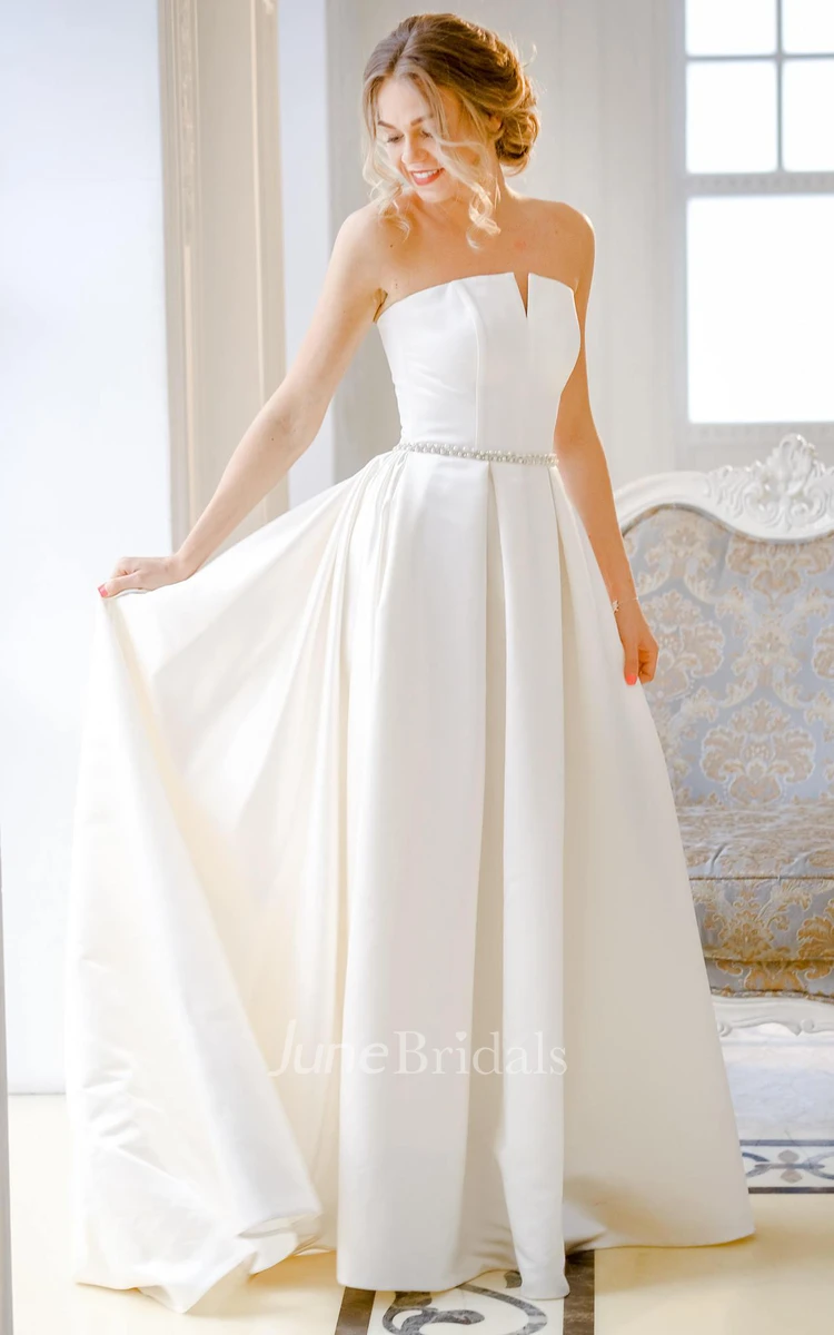 Jewel Off-The-Shoulder Satin Lace Lace-Up Corset Back Wedding Dress