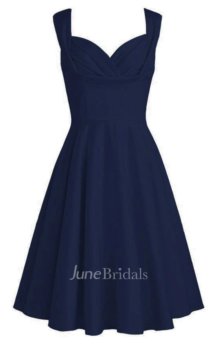 Queen Anne A-line Dress With Pleat