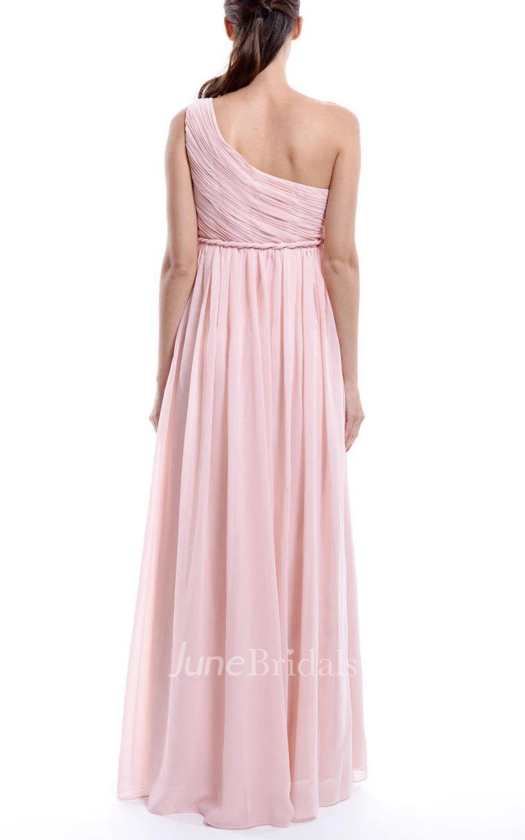 Empire One-shoulder Pink Chiffon Dress
