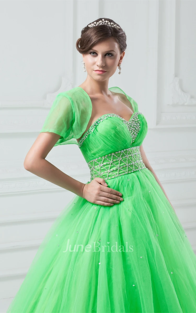 Sweetheart Beaded Ball Gown with Bolero and Corset Back