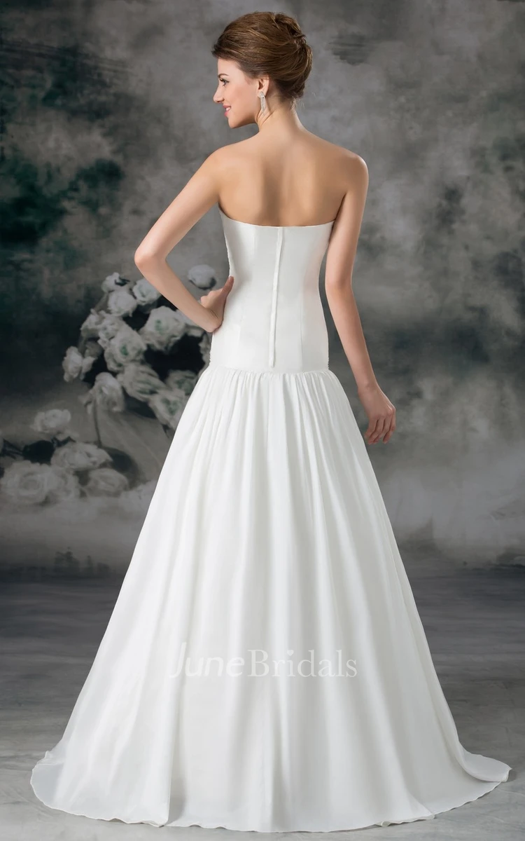 Sexy Strapless Sweetheart Ruffled Taffeta Gown With Crystals and Belt