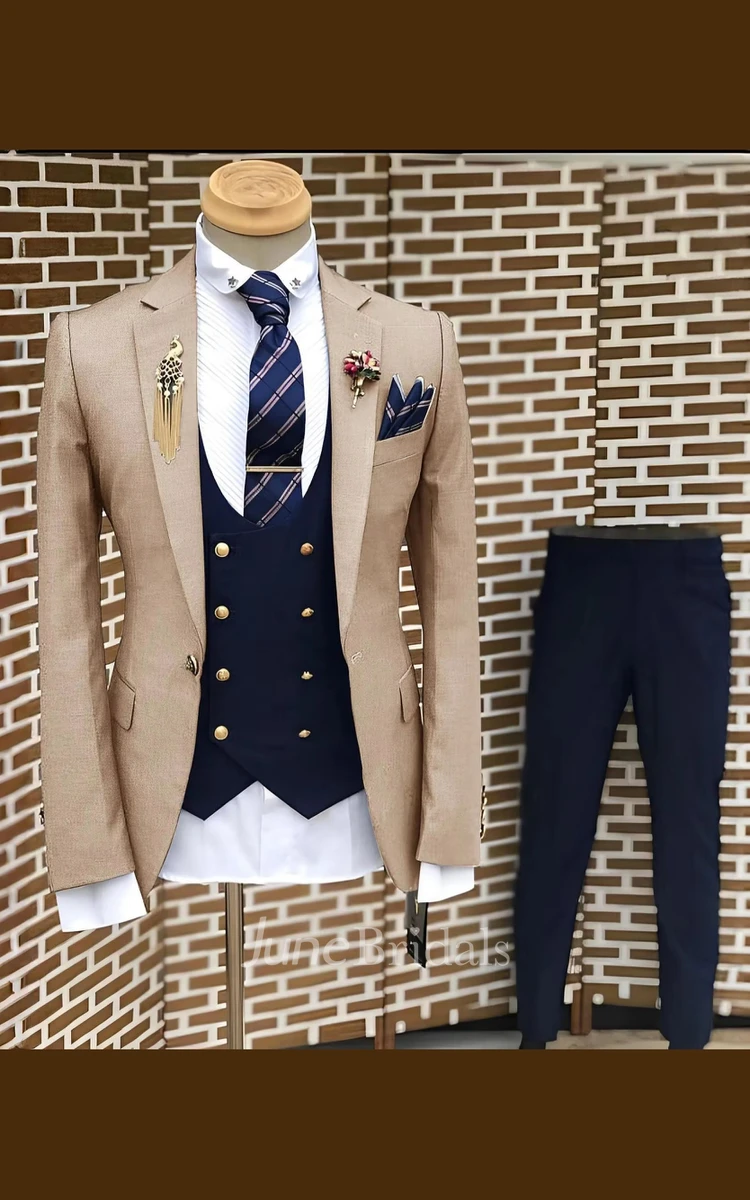 Formal Modern Slim Fit Single Button Three Piece Men's Wedding Suits Chic Comfort Notched Lapels Prom Party Groom Suits Blazer Jacket Vest Pants