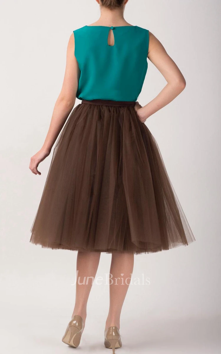 Brown Tulle Tutu Skirt Tea Length Dress