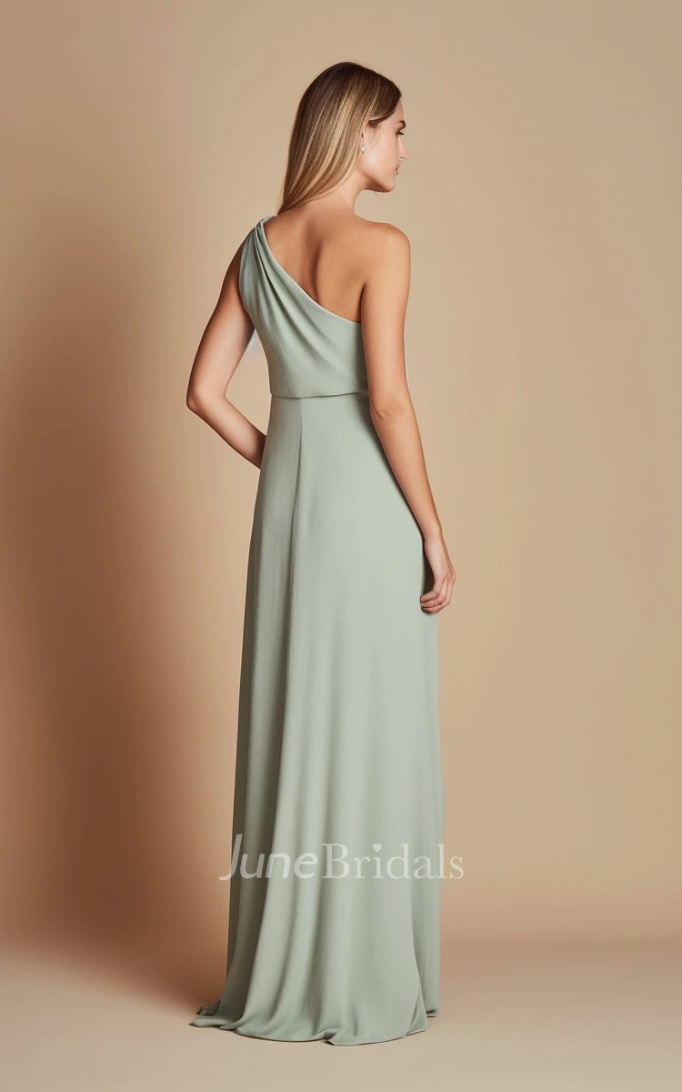 Chiffon Sheath Sleeveless Bridesmaid Dress One-shoulder 2023 Floor-length Casual Modest Bohemian Elegant