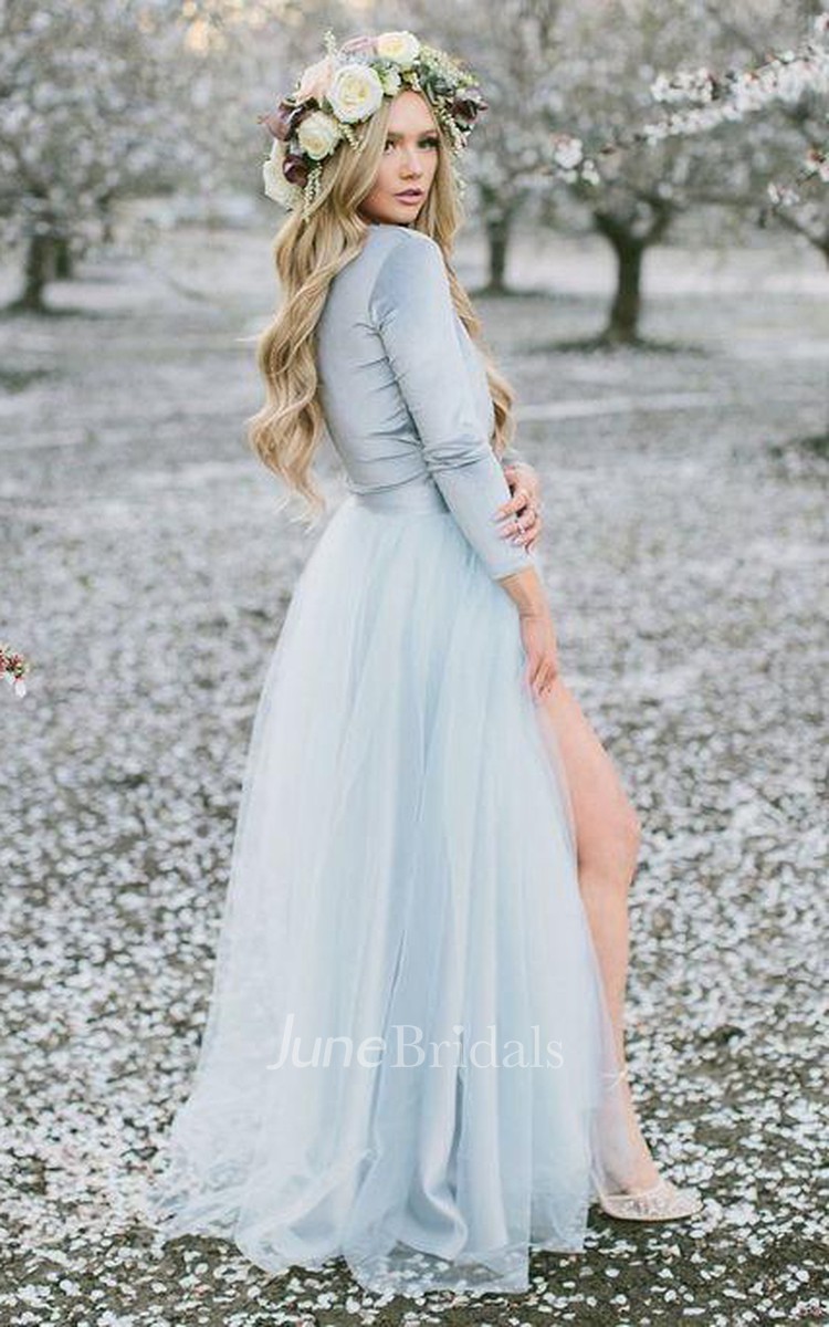 Simple long clearance sleeve prom dresses