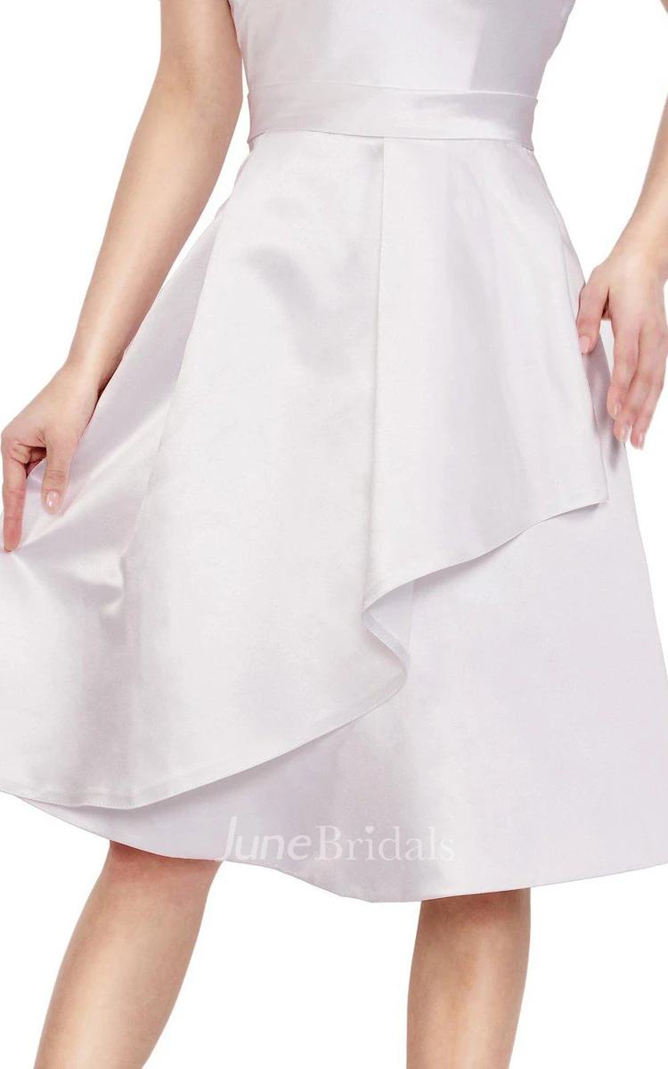 A-line Off the Shoulder Satin Dress With Ruffled Skirt