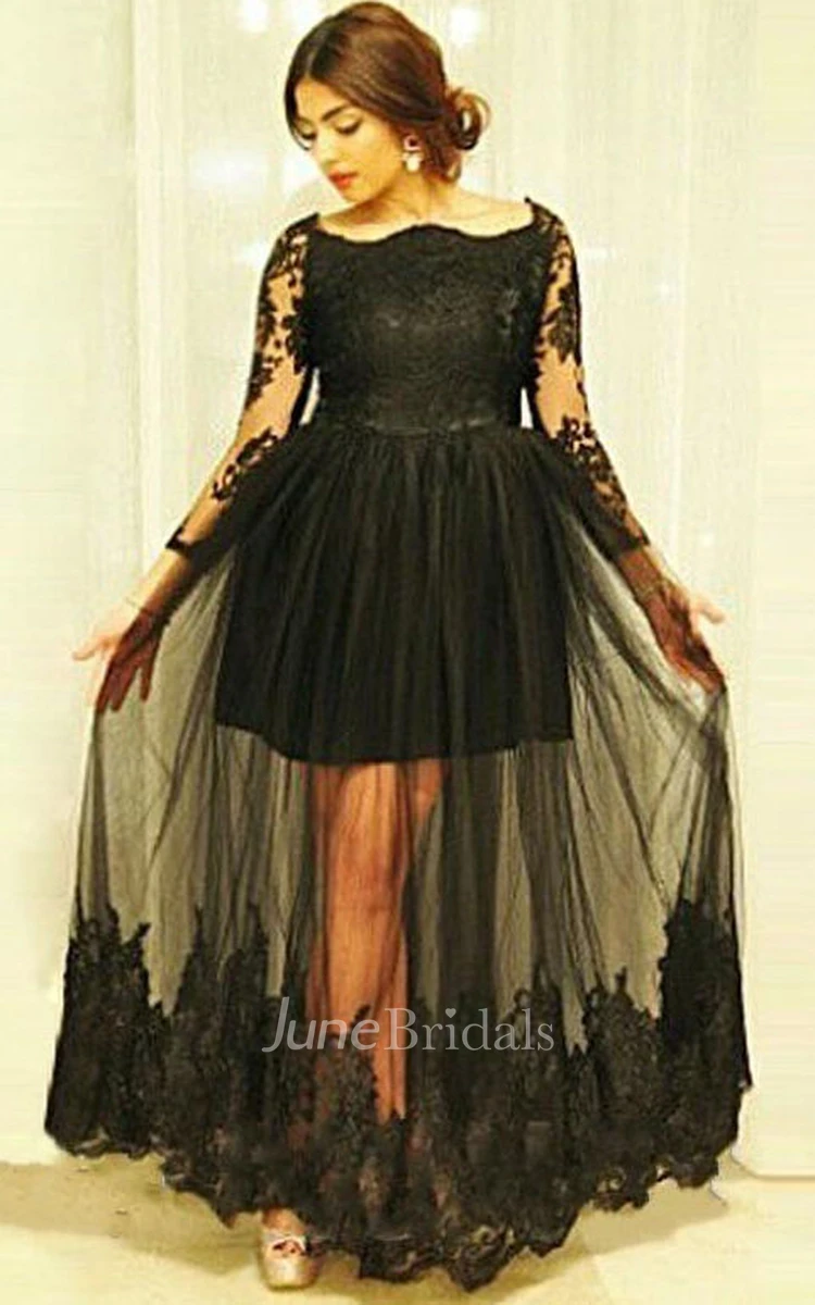 Scoop Tulle Lace Dress with Illusion Style