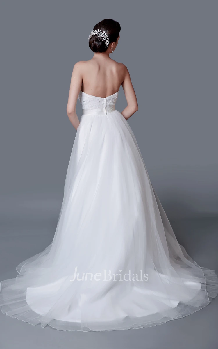 Noble Strapless Backless Floral Organza Ball Gown
