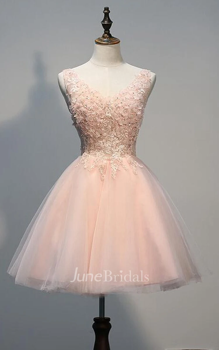 Lovely Short Tulle Homecoming Dresses With Appliques Beads