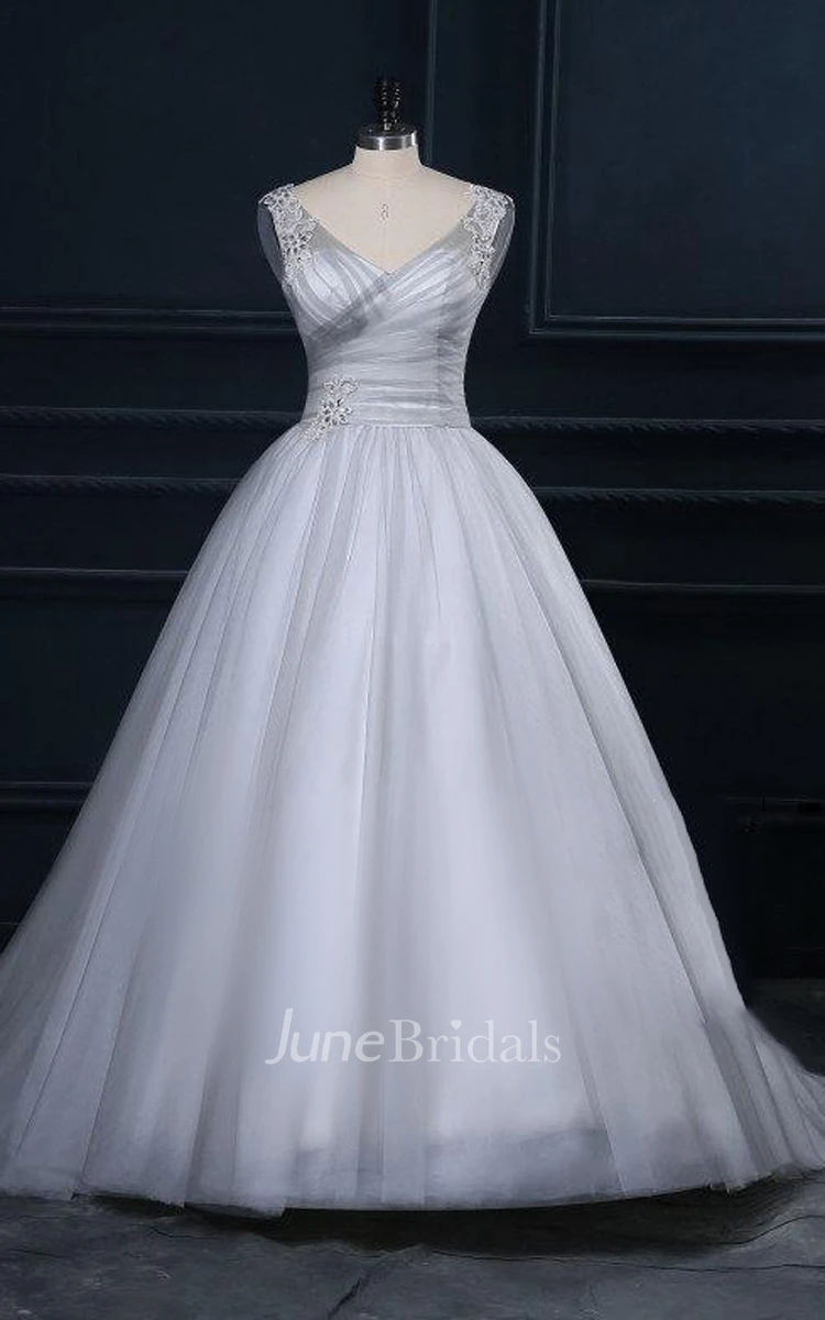 Sweetheart Tulle Lace Satin Dress With Beading Appliques