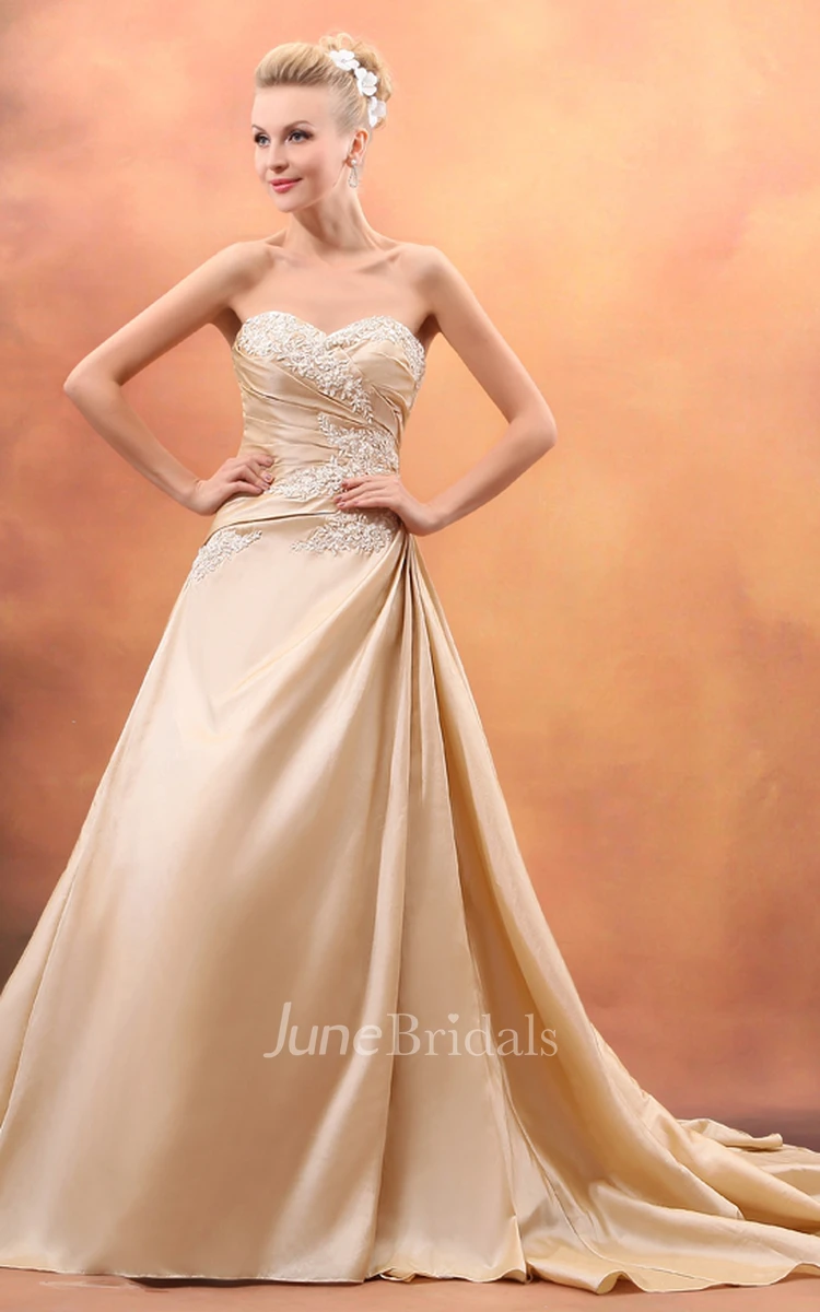 Sweetheart Sleeveless Gown With Ruching And Chapel Train