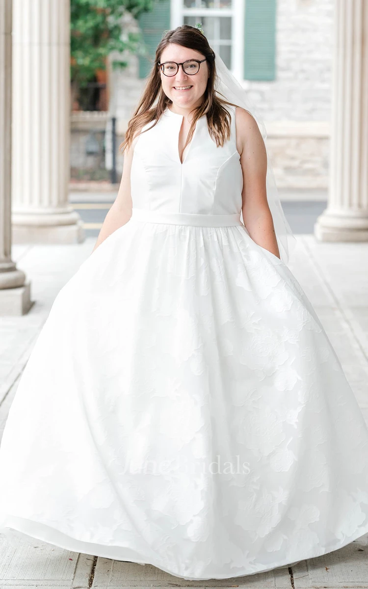 Satin Elegant A-Line Notched Neckline Country Wedding Dress With Button Back