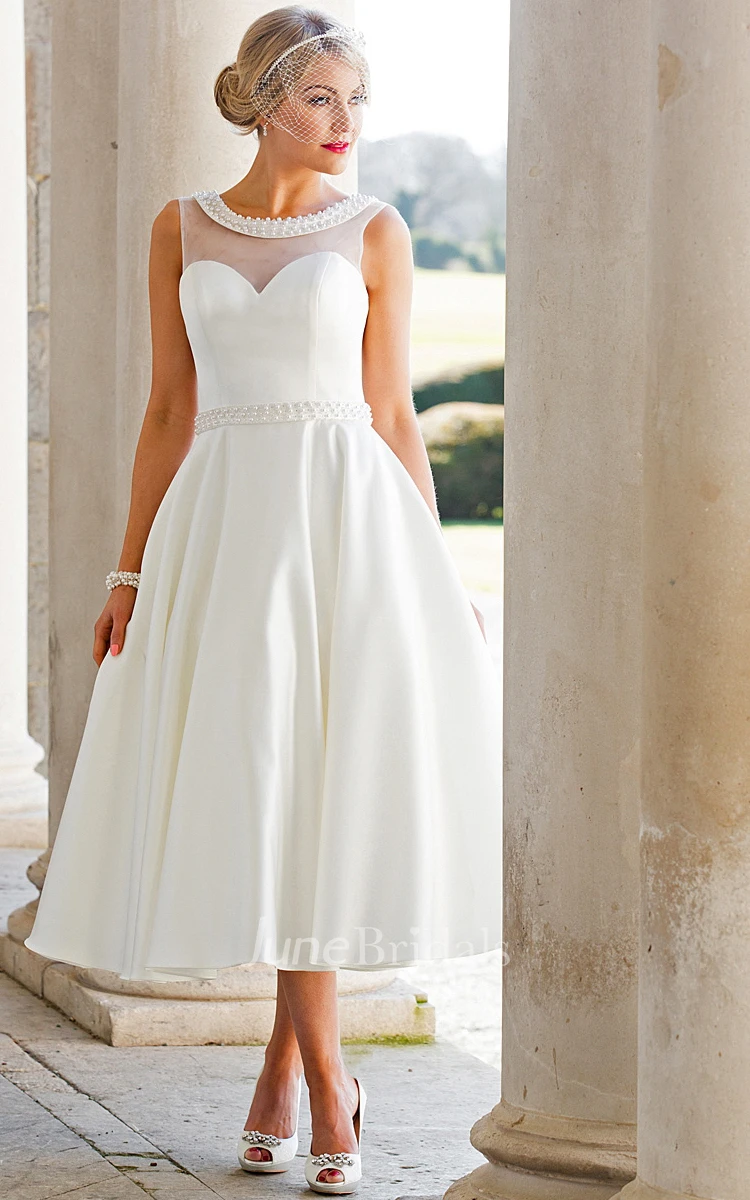 Sweetheart Neckline Tea Length Wedding Dress