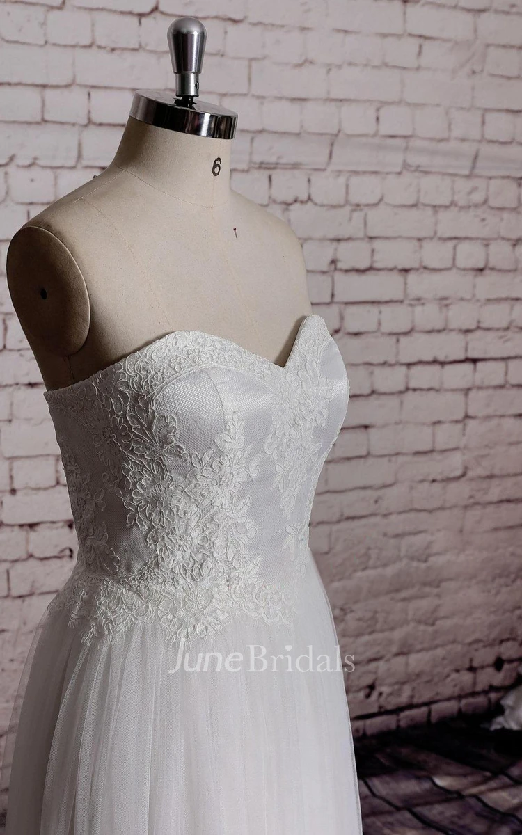 Sweetheart Bridal Gown With Lace Bodice and Pleats