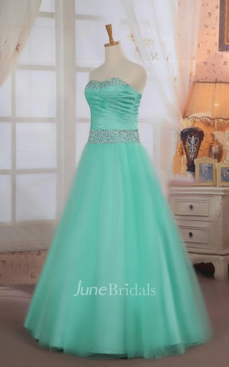 Sweetheart Ruched Tukke Ball Gown With Beading 
