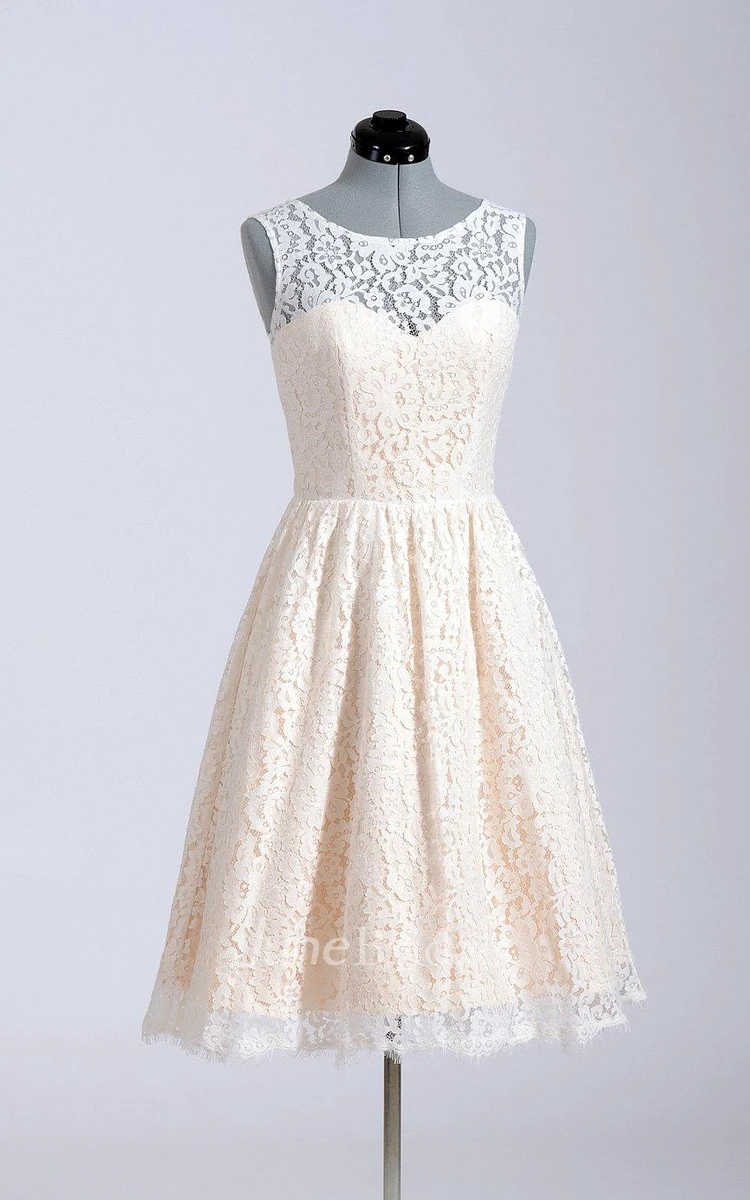 Cute Short A-Line Lace Wedding Dress Simple Style