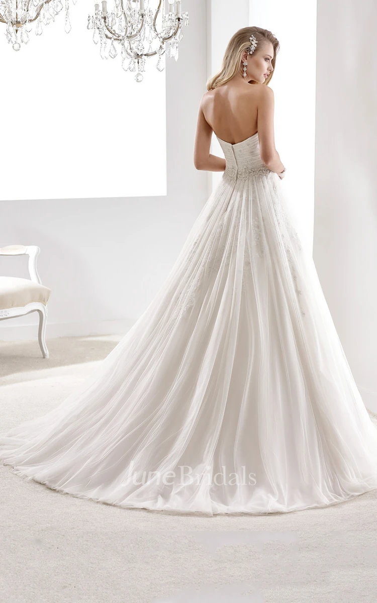 Cap sleeve Illusion Lace Wedding Gown with Open Back and Back Detachable Train 