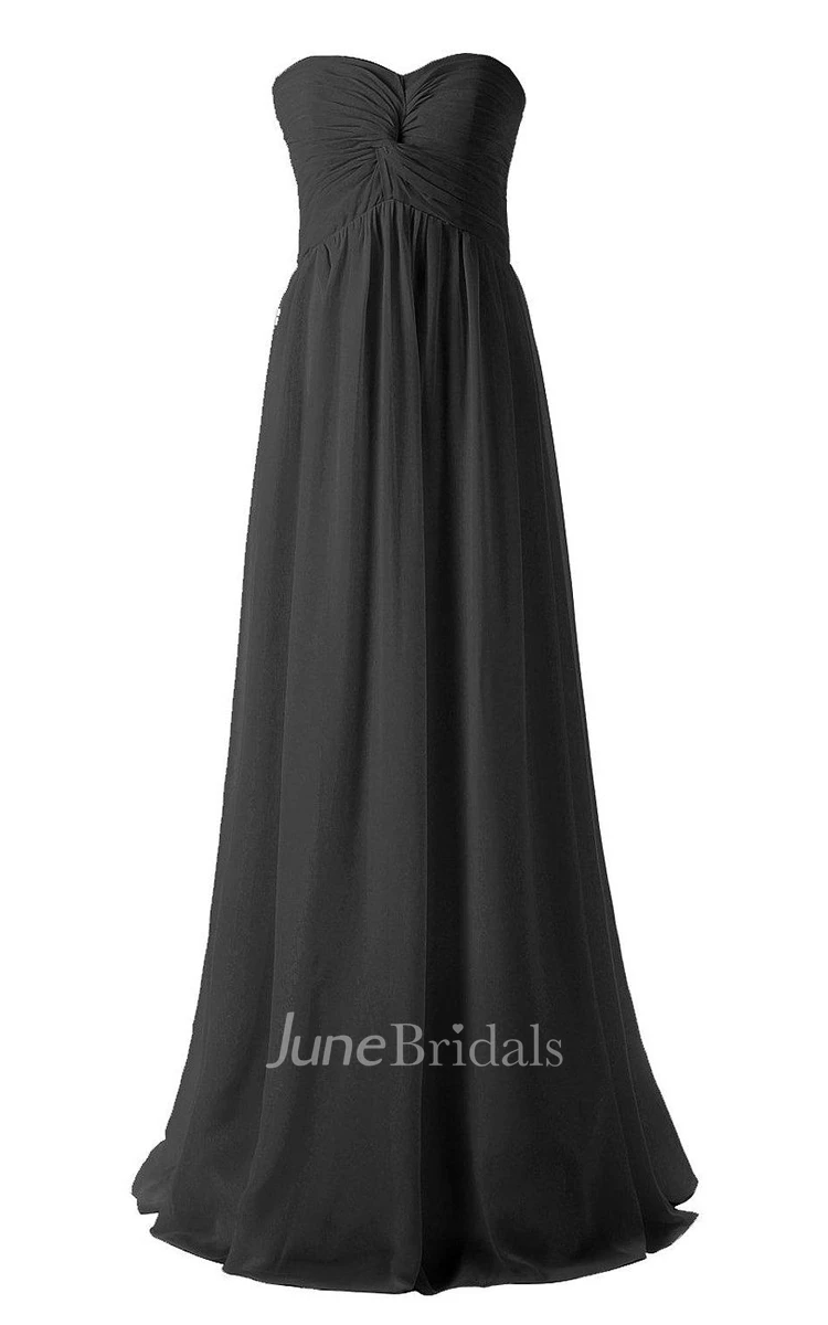 Strapless Chiffon Gown With Knot Detail